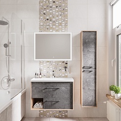 Grossman Тумба с раковиной Реал 80 подвесная бетон Арья/веллингтон – фотография-5